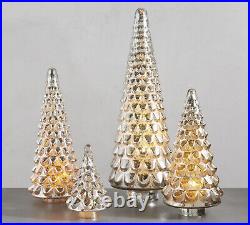 Rare Pottery Barn 30 XXL Mercury Glass Mottled Christmas Tree Lit Cloche Nwt