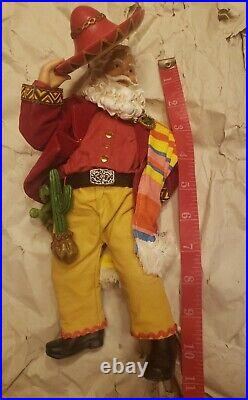 Rare WORLD OF SANTAS Kurt S. Adler 10 in. Fabrich Musical Mexican Santa