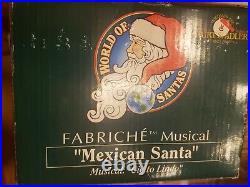 Rare WORLD OF SANTAS Kurt S. Adler 10 in. Fabrich Musical Mexican Santa