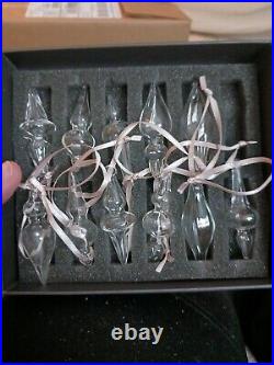 Restoration Hardware Handblown Set Of 12 Mini Clear Glass Swirl Finial Ornaments