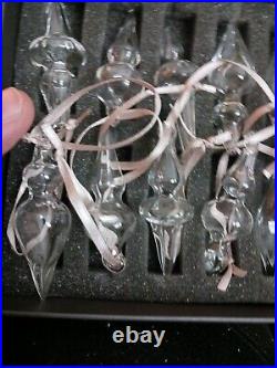 Restoration Hardware Handblown Set Of 12 Mini Clear Glass Swirl Finial Ornaments