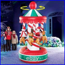 Rotating Christmas Carousel with Santa Claus & Friends Outdoor Airblown Inflatable