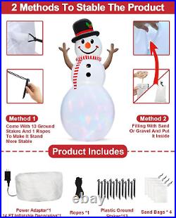 Rotating Colorful Lights 14 Ft Giant Christmas Inflatable Snowman with Hat &