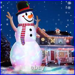 Rotating Colorful Lights 14 Ft Giant Christmas Inflatable Snowman with Hat &