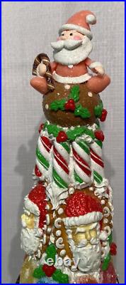 SIGNED Sweet Savannah Handcrafted Medium Cookie Tree w Pink Santa on Top 23 H