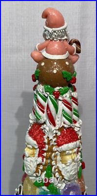 SIGNED Sweet Savannah Handcrafted Medium Cookie Tree w Pink Santa on Top 23 H