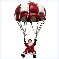 Santa Claus parachuting hot air balloon vintage Christmas hanging decor Rare