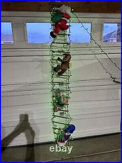 Santa and His Helpers Plush Ladder 8 Foot Christmas Decor with Lights