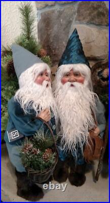 Set 2 NWT 20 Santa's Elves ELF Christmas Display Prop Figure Doll BLUE Clothes