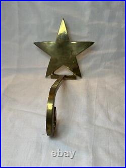 Set 4 Vintage Brass Reindeer (2), Sleigh & Star Stocking Holder long arm