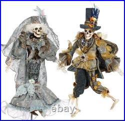 Set of 2 Mark Roberts Halloween Sassy Skeleton Collectible Figurines 21