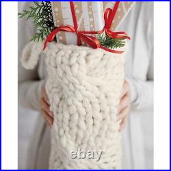 Set of 3 Cozy Ivory Cable Knit Christmas Stocking Crate & Barrel