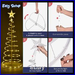 Set of 3 LED Christmas Spiral Light Kit 6Ft 4Ft 3Ft with Star Finial Yard Home