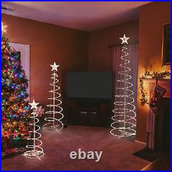 Set of 3 LED Christmas Spiral Light Kit 6Ft 4Ft 3Ft with Star Finial Yard Home
