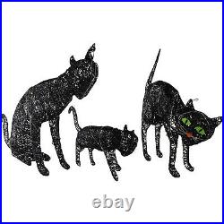 Set of 3 LED Lighted Black Cat Family Outdoor Halloween Decorations 27.5