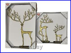 Set of 3 Merry Moments Sculpted Reindeer Brushed Gold Pottery Barn Dupe Aldi