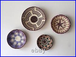 Set of 4 Vintage Hand Woven Round Hanging Baskets by All Across Africa