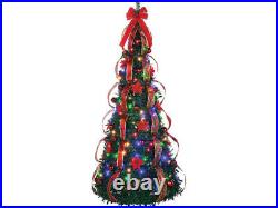 SimpliciTree 6Ft Multicolor Christmas Tree Red Ribbon Artificial Holiday Decor