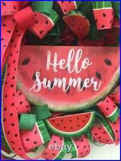 Spring Summer Door Wall Watermelon Wreaths Watermelon Sign & Bows Handmade