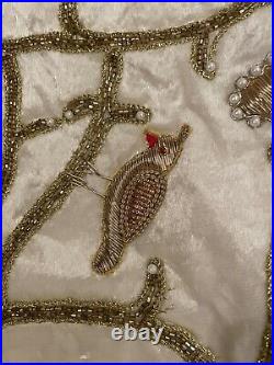 Sudha Pennathur Partridge On Vine Beaded Velvet Christmas Tree Skirt, 60