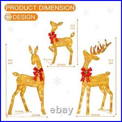 Super Large 3 Pieces Lighted Reindeer Christmas Decoration Family Set, Christmas