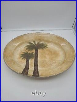 Tabletops Unlimited Bellagio Large Platter Dish Palm Tree Hand Painted