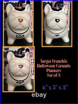 Target Frenchie's Ceramic Halloween Mini Planters Set of 3 NWT
