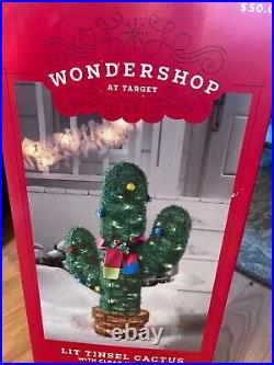 Target Wondershop Lit Tinsel Cactus 70 Clear Mini Bulbs 32 Christmas Outdoor
