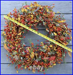 The Wreath Depot Appalachia Berry Silk Fall Door Wreath 24 inch, Handcrafted, De