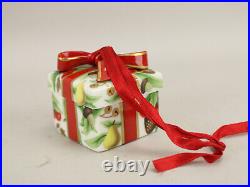 Tiffany & Co. Christmas Ceramic Christmas Present Box Ornament Fruit Nut Ribbon