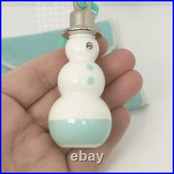 Tiffany & Co Snowman Holiday Ornament NEW White Gold Blue in Bone China