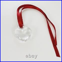 Tiffany Crystal Heart Christmas Holiday Ornament with Red Ribbon