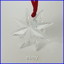 Tiffany Crystal Snowflake Star Christmas Tree Holiday Ornament with Red Ribbon
