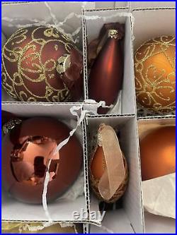 VINTAGE FRONTGATE HOLIDAY COLLECTION Copper & GOLD CHRISTMAS ORNAMENTS Set Of 31