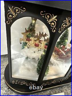 Valerie Parr Hill Lighted Lantern Santa Reindeer Sleigh Christmas Scene 17