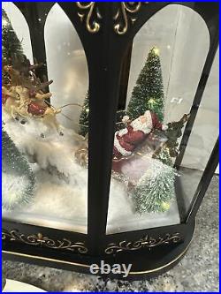 Valerie Parr Hill Lighted Lantern Santa Reindeer Sleigh Christmas Scene 17