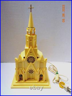 Vintage 1950's Christmas MUSICAL LIGHTED CHURCH 14 tall by RAYLITE -USA Works