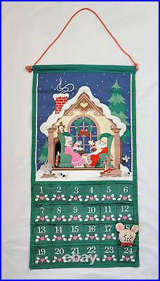 Vintage 1987 Avon Christmas Mouse Advent Fabric Calendar Countdown Original Bag