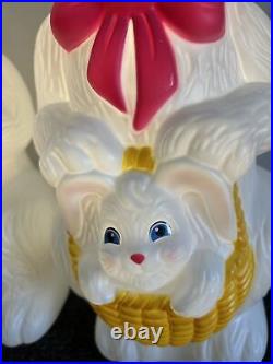 Vintage 1995 Empire Easter Bunny Rabbit Blow Mold With Basket & Baby Bunny X 2