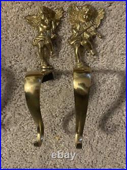 Vintage Brass Cherub Stocking Holders (set Of 4)