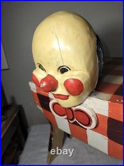 Vintage Creepy Pouncing Clown Small Hand Painted Table Halloween Treats Decor