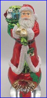Vintage Dillard's Trimsetter Santa Glass Tree Topper In Box w Tag CS4