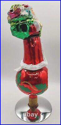 Vintage Dillard's Trimsetter Santa Glass Tree Topper In Box w Tag CS4