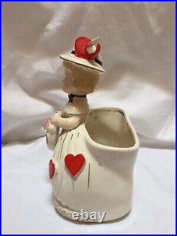 Vintage Fine A Quality Japan Valentine Girl Planter Vase, HTF, Good Condition