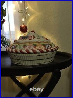Vintage Fitz And Floyd Christmas Ceramic Pie Holder