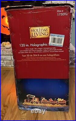 Vintage HOLIDAY LIVING Holographic Light Up SANTA Train 120 Inch Twinkles