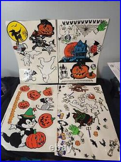 Vintage Lot Of 4 80s Halloween Reusable Window Clings scary Haunted house cats