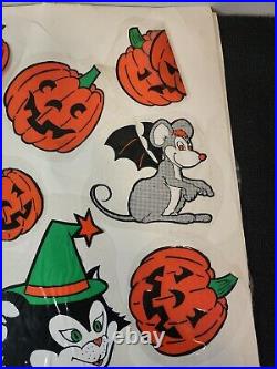 Vintage Lot Of 4 80s Halloween Reusable Window Clings scary Haunted house cats
