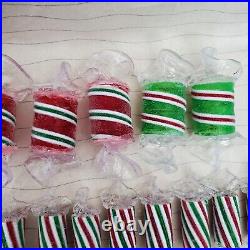 Vintage Lot of 42 Christmas Ornaments Cylinder Ribbon Candy Red White Green