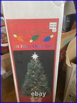 Vtg 4ft Holiday Boutique Fiber Optic Christmas Tree Star Topper Color Wheel (E)